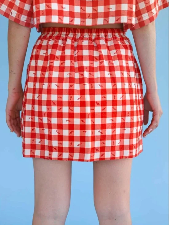 NEW: Noble Shell Utility Skort | Color: Gingham Fishies Print | XL - Picture 5 of 8